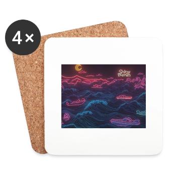 Neon waves - Untersetzer (4er-Set) - Weiß - Vorne