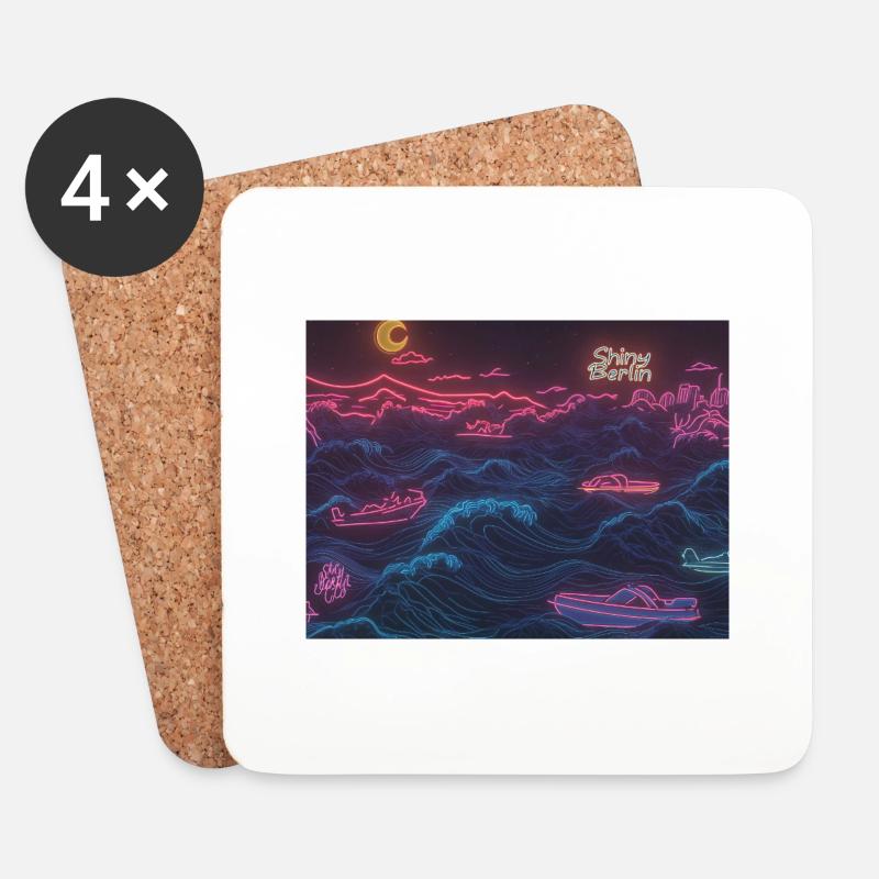 Neon waves - Untersetzer (4er-Set) - Weiß