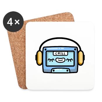 Chilling Music Tape with Headphones - Coasters (set of 4) - white - Front