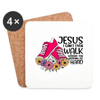 Marcher avec Jésus - Dessous de verre (lot de 4) - blanc - Devant