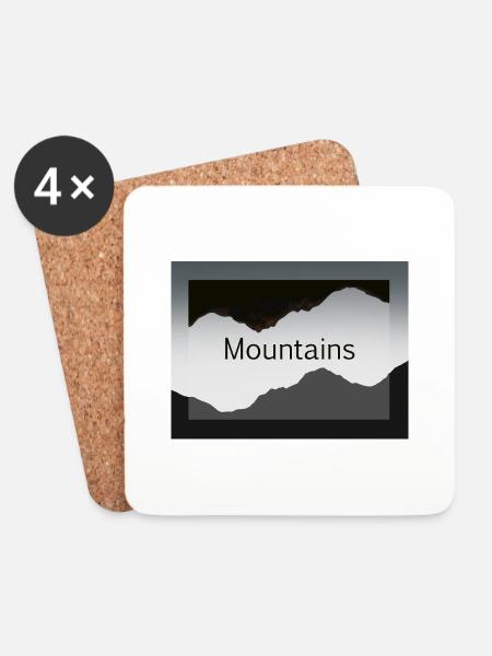 Bergsilhouetten im Kontrast - Untersetzer (4er-Set) - Weiß