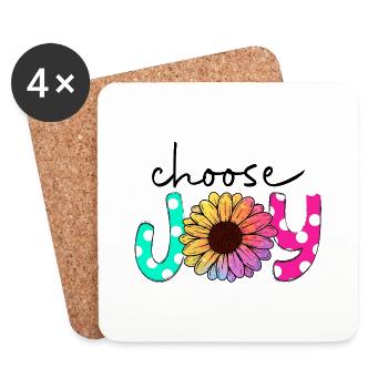 Choisissez la joie - Dessous de verre (lot de 4) - blanc - Devant