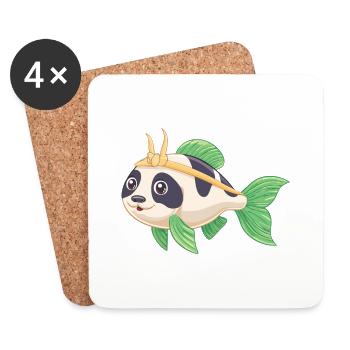 PandaPanzerwels – Süßes Hybrid-Design - Untersetzer (4er-Set) - Weiß - Vorne