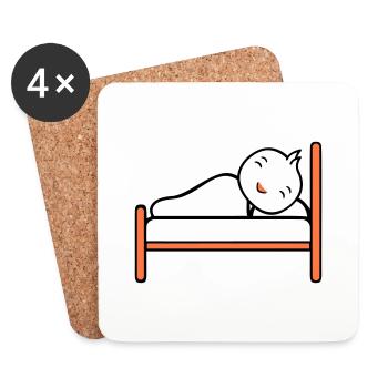 Vogel schläft Bett müde Nacht erholen Decke Faul - Untersetzer (4er-Set) - Weiß - Vorne