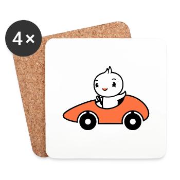Bird Drives Fast Car Racing Car Sport Racing - Coasters (set of 4) - white - Front