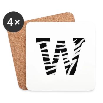 Buchstabe w zebra - Untersetzer (4er-Set) - Weiß - Vorne
