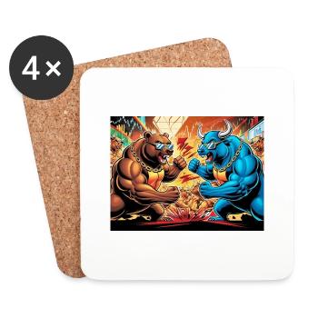 Bears and Bulls Market - Stock Exchange - Coasters (set of 4) - white - Front