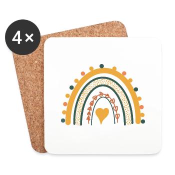 Rainbow Boho Print Abstract Rainbow - Coasters (set of 4) - white - Front
