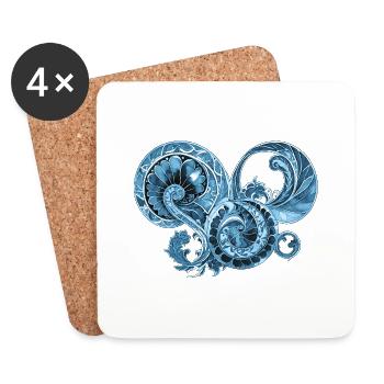 Blue Ornament - Coasters (set of 4) - white - Front