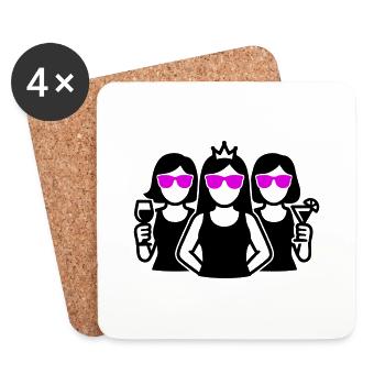 Enterrement de vie de jeune fille Fête des filles - Dessous de verre (lot de 4) - blanc - Devant