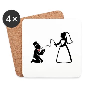Jeunes mariés Couple marié Whip Mariage - Dessous de verre (lot de 4) - blanc - Devant