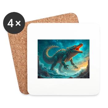 Cipactli, monstre de création aztèque de primordial - Dessous de verre (lot de 4) - blanc - Devant
