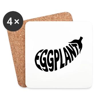 aubergine - Logo de légume cool - Dessous de verre (lot de 4) - blanc - Devant