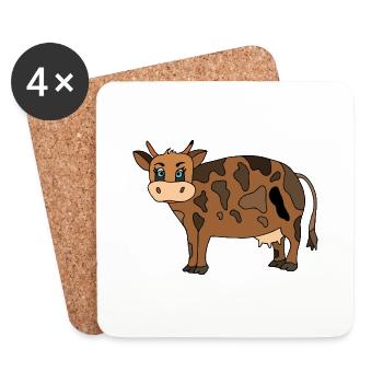 Vache - Dessous de verre (lot de 4) - blanc - Devant