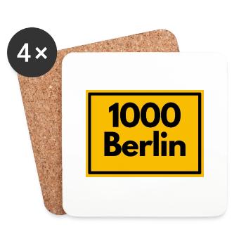 Ortsschild - damals Retro urban PLZ 1000 Berlin - Untersetzer (4er-Set) - Weiß - Vorne