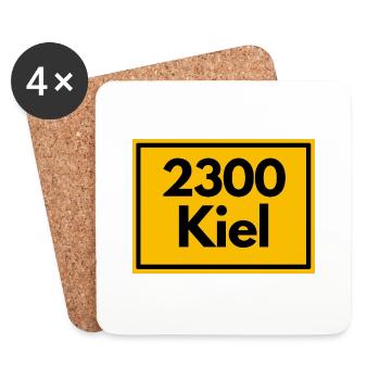Ortsschild - damals Retro alte PLZ 2300 Kiel - Untersetzer (4er-Set) - Weiß - Vorne