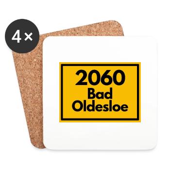 Ortsschild - damals alte PLZ 2060 BAD OLDESLOE - Untersetzer (4er-Set) - Weiß - Vorne