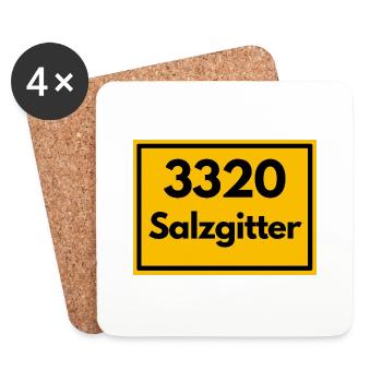 Ortsschild - damals Retro alte PLZ 3320 SALZGITTER - Untersetzer (4er-Set) - Weiß - Vorne