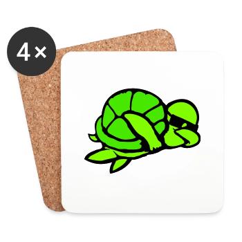 Tortue d’eau Dabbing Dab Dance Lunettes de soleil - Dessous de verre (lot de 4) - blanc - Devant