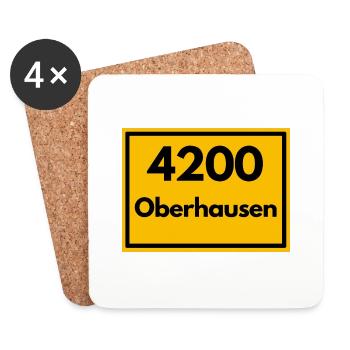Ortsschild - damals Retro alte PLZ 4200 OBERHAUSEN - Untersetzer (4er-Set) - Weiß - Vorne