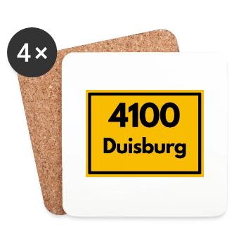 Ortsschild - damals Retro alte PLZ 4100 DUISBURG - Untersetzer (4er-Set) - Weiß - Vorne