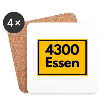 Ortsschild - damals Retro alte PLZ 4300 ESSEN - Untersetzer (4er-Set) - Weiß - Vorne
