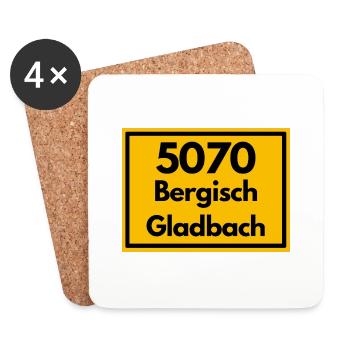Panneau de la ville ancien code postal 5070 BERGISCH GLADBACHi - Dessous de verre (lot de 4) - blanc - Devant