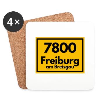 Ortsschild - damals Retro alte PLZ 7800 FREIBURG - Untersetzer (4er-Set) - Weiß - Vorne