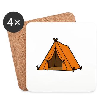 Aventures sous la tente orange - Dessous de verre (lot de 4) - blanc - Devant