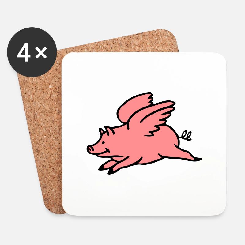 Fliegendes Schwein - Untersetzer (4er-Set) - Weiß
