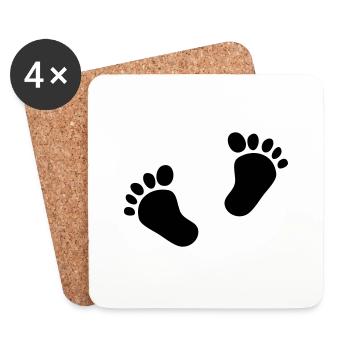 Two Baby Feet 2 Baby Feet Footprints Child Cute - Coasters (set of 4) - white - Front