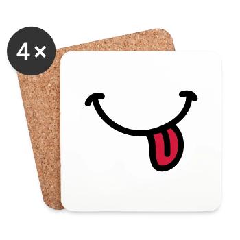 Smiley Grinsen Zunge - Untersetzer (4er-Set) - Weiß - Vorne