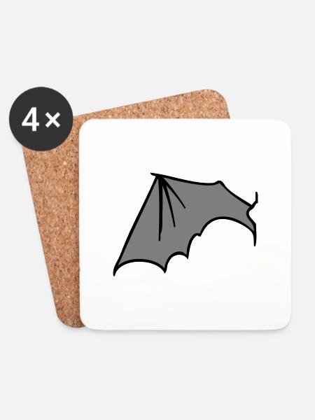 batwing_left_grey - Coasters (set of 4) - white