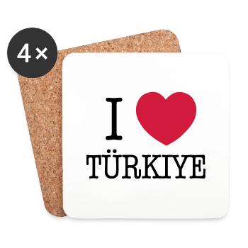ICH LIEBE DIE TÜRKEI - I LOVE TÜRKIYE - Untersetzer (4er-Set) - Weiß - Vorne