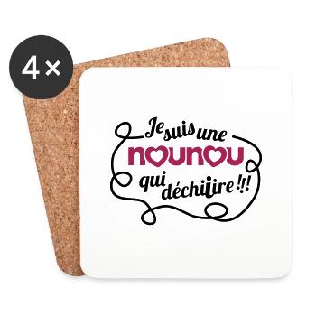 une nounou qui déchire - Dessous de verre (lot de 4) - blanc - Devant