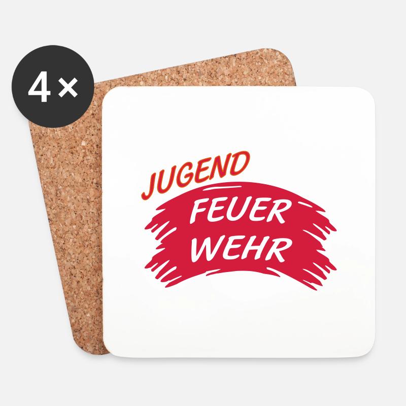 Jugendfeuerwehr Brust - Untersetzer (4er-Set) - Weiß
