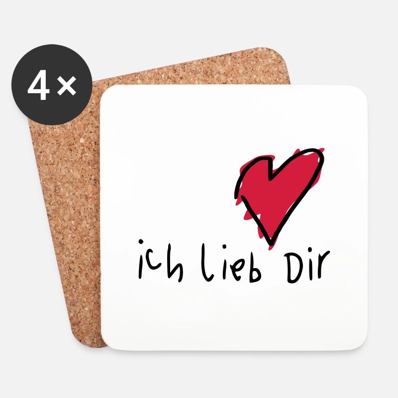 Liebeserklärung 'Ich lieb Dir' - Untersetzer (4er-Set) - Weiß