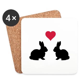 Love Hasen - Untersetzer (4er-Set) - Weiß - Vorne