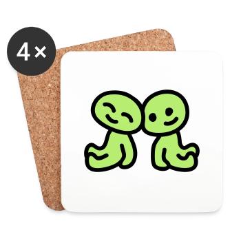 Amitié - amour - Dessous de verre (lot de 4) - blanc - Devant