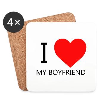 I LOVE MY BOYFRIEND T-SHIRT - Dessous de verre (lot de 4) - blanc - Devant