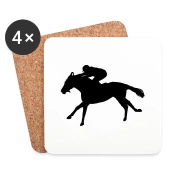 Horse BLACK / white - Coasters (set of 4) - white - Front