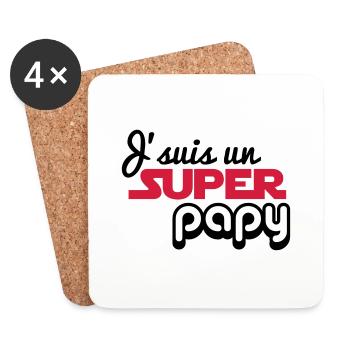 I'm a super grandpa - grandfather - Coasters (set of 4) - white - Front