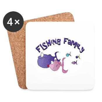fishing family - Dessous de verre (lot de 4) - blanc - Devant