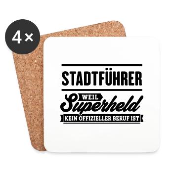 Superheld Stadtführer - Untersetzer (4er-Set) - Weiß - Vorne