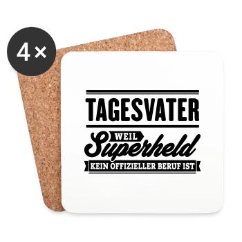 Superheld Tagesvater - Untersetzer (4er-Set) - Weiß - Vorne