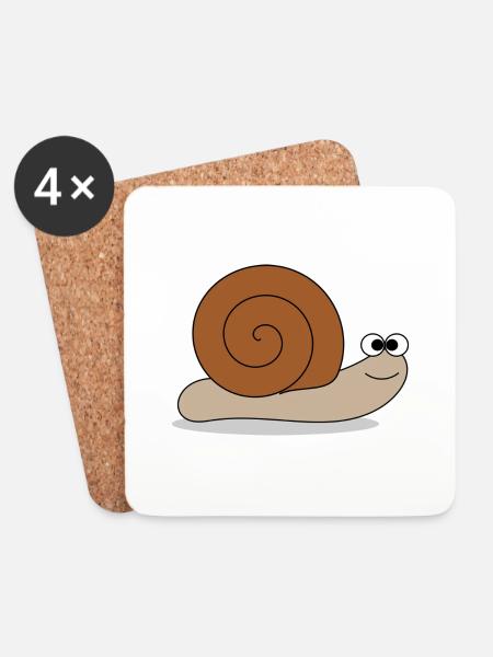 Brown snail - Coasters (set of 4) - white