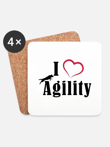 I Love Agility - Untersetzer (4er-Set) - Weiß