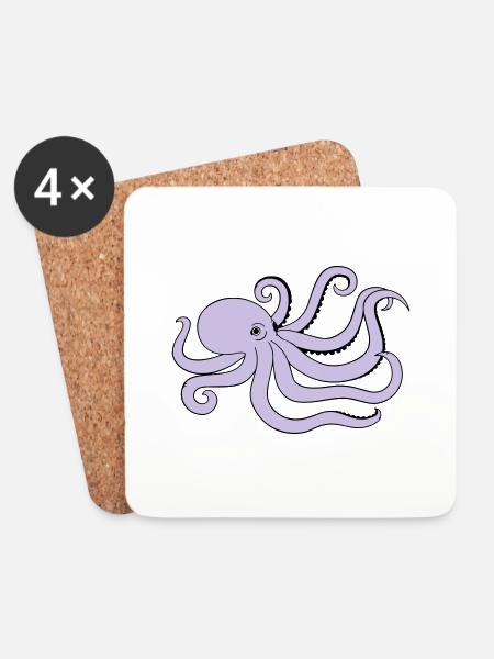 octopus - Coasters (set of 4) - white