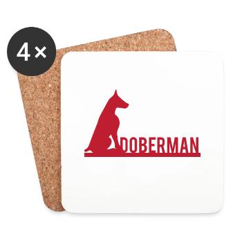 Chien / Doberman: Ne jugez pas mon Doberman - Dessous de verre (lot de 4) - blanc - Devant