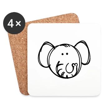 Elefant Zeichnung - Untersetzer (4er-Set) - Weiß - Vorne